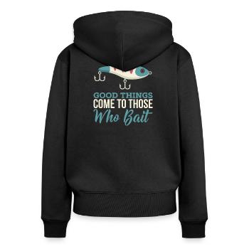 Raubfischangeln Spruch - Sportfischer - Wobbler - Frauen Premium Bio Zip Hoodie - Schwarz - Hinten - Julia (174cm)