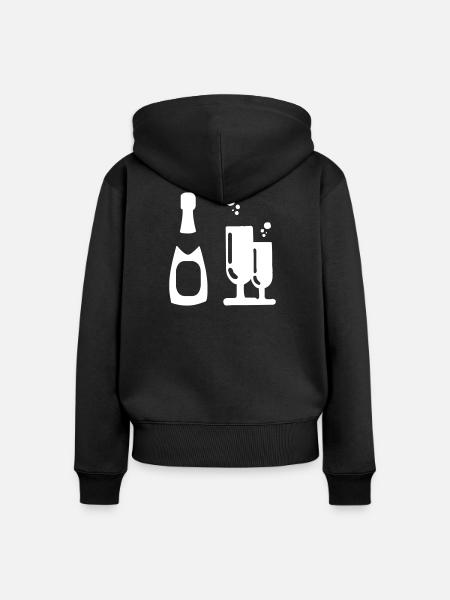 Sekt mit Gläsern - Frauen Premium Bio Zip Hoodie - Schwarz