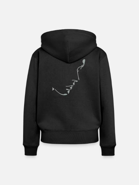 girl face, light and shadow - Frauen Premium Bio Zip Hoodie - Schwarz