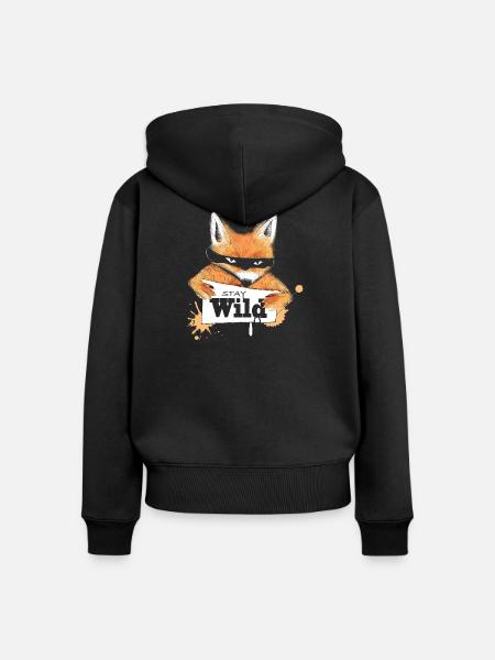 Fuchs mit einer Nachricht - Frauen Premium Bio Zip Hoodie - Schwarz