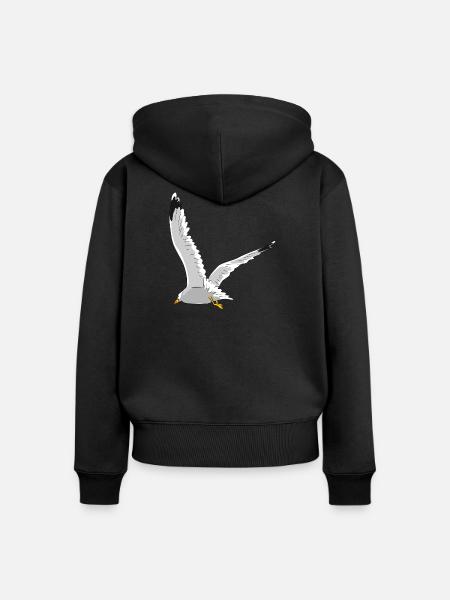Möwe im Flug - Frauen Premium Bio Zip Hoodie - Schwarz