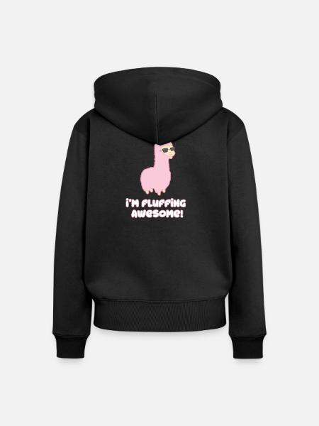 Cooles Lama - Frauen Premium Bio Zip Hoodie - Schwarz