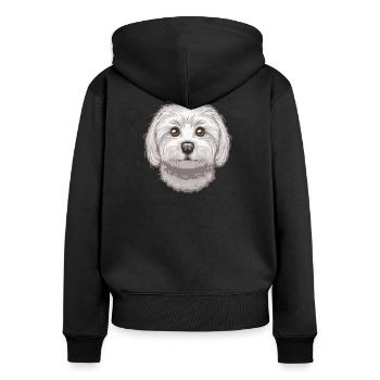 Maltese - Frauen Premium Bio Zip Hoodie - Schwarz - Hinten - Julia (174cm)