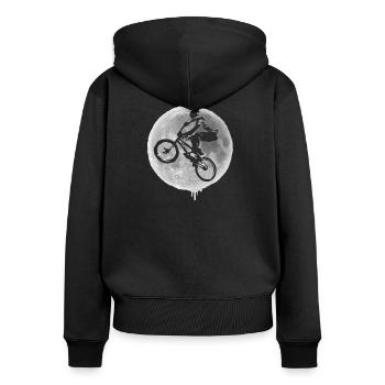 BMX &Lu - Cadeau BMX idéal pour son anniversaire - Sweat à capuche zippé Premium bio Femme - noir - Dos - Julia (174cm)