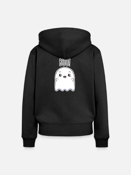 Halloween Geist - Frauen Premium Bio Zip Hoodie - Schwarz
