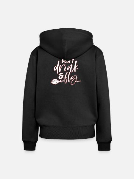 Halloween Hexenbesen - Frauen Premium Bio Zip Hoodie - Schwarz