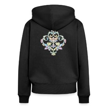 wunderschönes Pastellfarbenes Barock Ornament - Frauen Premium Bio Zip Hoodie - Schwarz - Hinten - Julia (174cm)