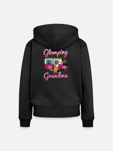 Glamping Camping - Frauen Premium Bio Zip Hoodie - Schwarz