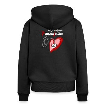 Pausenjacke Medizin - Frauen Premium Bio Zip Hoodie - Schwarz - Hinten - Julia (174cm)
