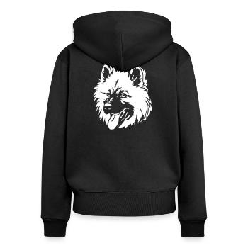 Eurasier Kopf "Black Edition" - Frauen Premium Bio Zip Hoodie - Schwarz - Hinten - Julia (174cm)