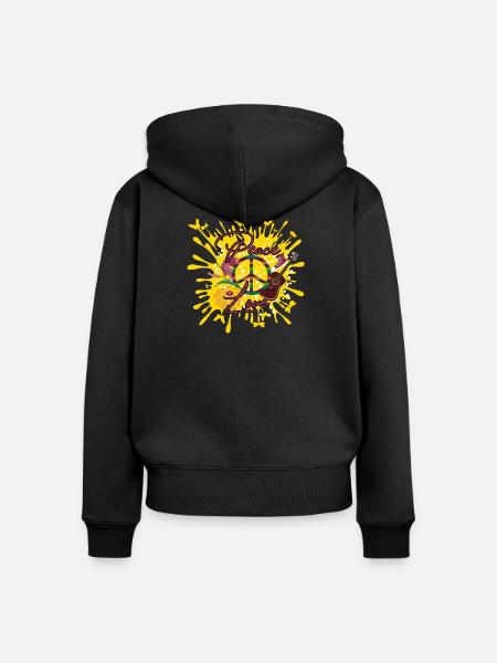 Peace and Love - Frauen Premium Bio Zip Hoodie - Schwarz