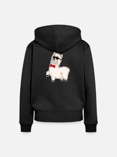 Alpaka - Frauen Premium Bio Zip Hoodie - Schwarz