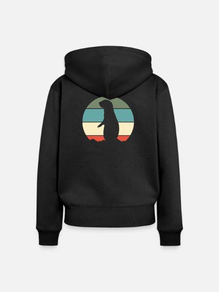 Präriehund Retro - Frauen Premium Bio Zip Hoodie - Schwarz