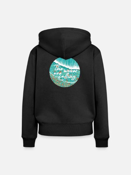 Waves Are Calling - Frauen Premium Bio Zip Hoodie - Schwarz
