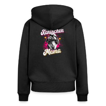 Kaninchen Mama - Frauen Premium Bio Zip Hoodie - Schwarz - Hinten - Julia (174cm)