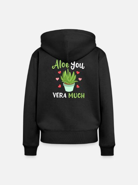 Aloe Vera Sukkulente - Frauen Premium Bio Zip Hoodie - Schwarz