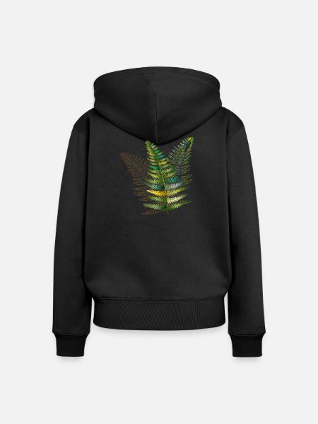Filigrane Farnblätter - Frauen Premium Bio Zip Hoodie - Schwarz