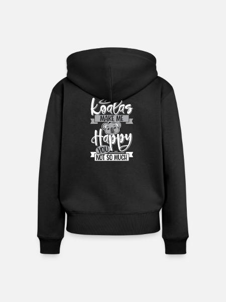 Koala - Frauen Premium Bio Zip Hoodie - Schwarz