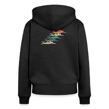 Schwimmen Schwimmer Vintage - Frauen Premium Bio Zip Hoodie - Schwarz - Hinten - Julia (174cm)