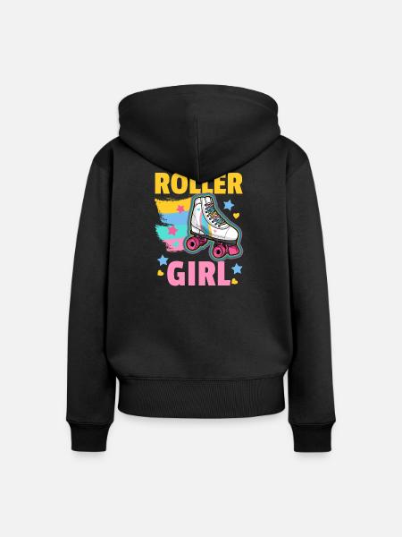 Rollschuhe Roller Girl - Frauen Premium Bio Zip Hoodie - Schwarz
