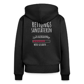 Rettungssanitäterin in Ausbildung Geschenk - Frauen Premium Bio Zip Hoodie - Schwarz - Hinten - Julia (174cm)