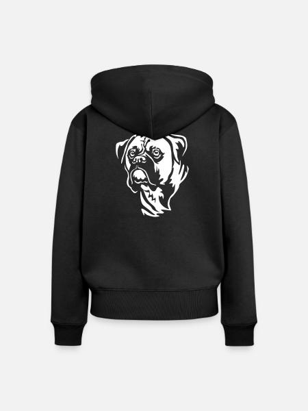 Boxer Kopf "Black Edition" - Frauen Premium Bio Zip Hoodie - Schwarz