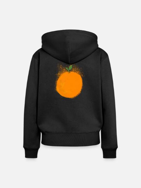 Orangen Frucht Früchte vegan - Frauen Premium Bio Zip Hoodie - Schwarz