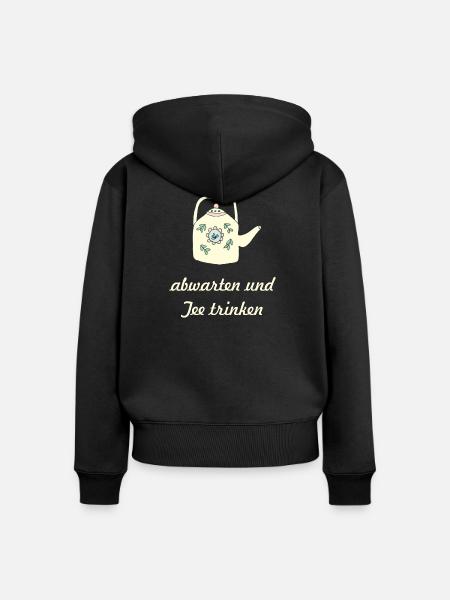 teetrinken - Frauen Premium Bio Zip Hoodie - Schwarz