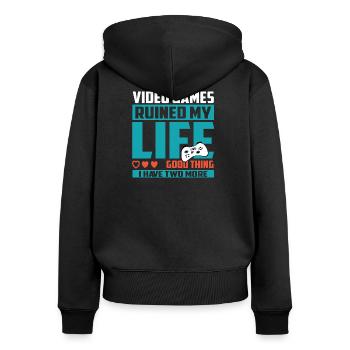 Gamer Extra Life - Women's Premium Organic Zip Hoodie - black - Back - Julia (174cm)