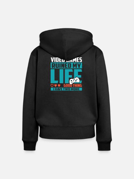 Gamer Extra Leben - Frauen Premium Bio Zip Hoodie - Schwarz