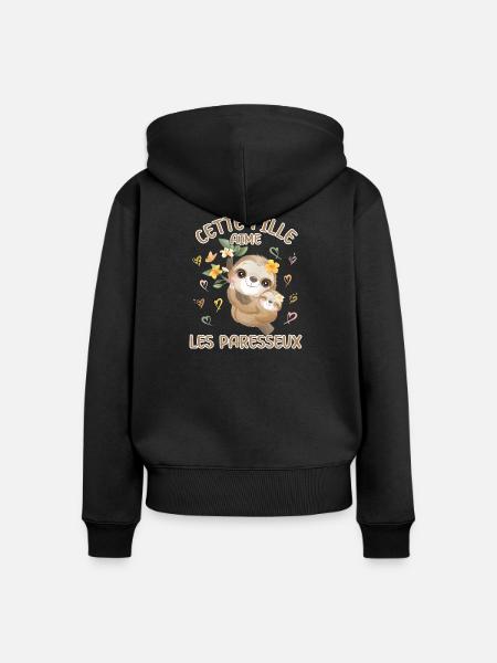 Dieses Mädchen Liebt Faultiere - Frauen Premium Bio Zip Hoodie - Schwarz