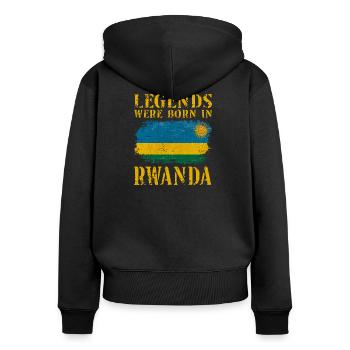 Vintage Design Ruanda Flagge - Frauen Premium Bio Zip Hoodie - Schwarz - Hinten - Julia (174cm)