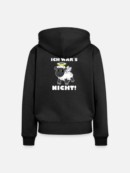 Schaf Engel - ich wars nicht - Frauen Premium Bio Zip Hoodie - Schwarz