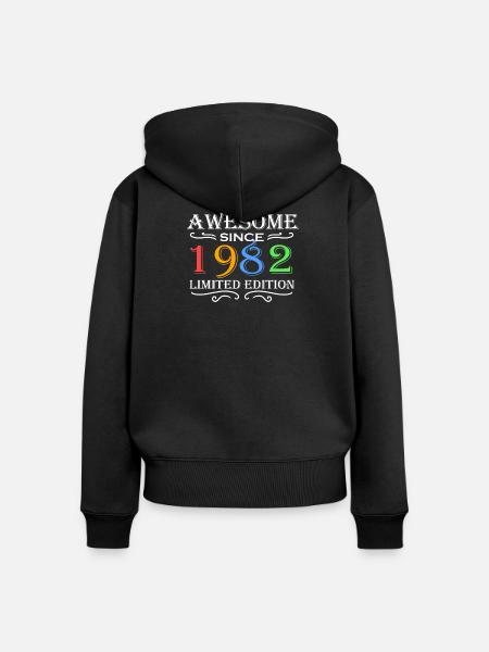 1982 - Jahrgang 1982 - Frauen Premium Bio Zip Hoodie - Schwarz