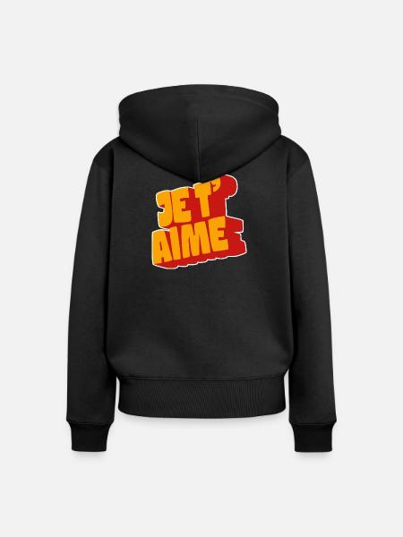 Je t'aime - Frauen Premium Bio Zip Hoodie - Schwarz