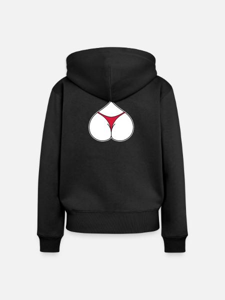 Arsch Herz Liebe - Frauen Premium Bio Zip Hoodie - Schwarz