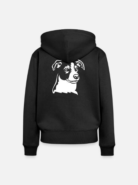Jack Russell Terrier Kopf "Black Edition" - Frauen Premium Bio Zip Hoodie - Schwarz