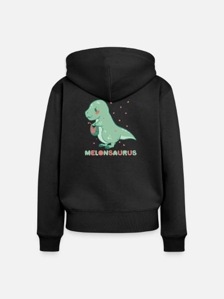 Watermelonsaurus Vegetarischer T Rex - Frauen Premium Bio Zip Hoodie - Schwarz