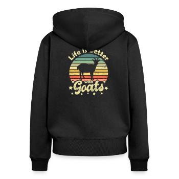 Ziege Ziegen - Frauen Premium Bio Zip Hoodie - Schwarz - Hinten - Julia (174cm)