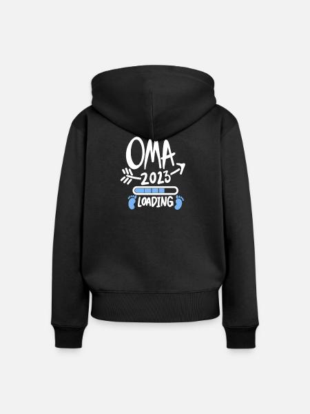 Oma 2023 - Werdende Oma 2023 - Frauen Premium Bio Zip Hoodie - Schwarz