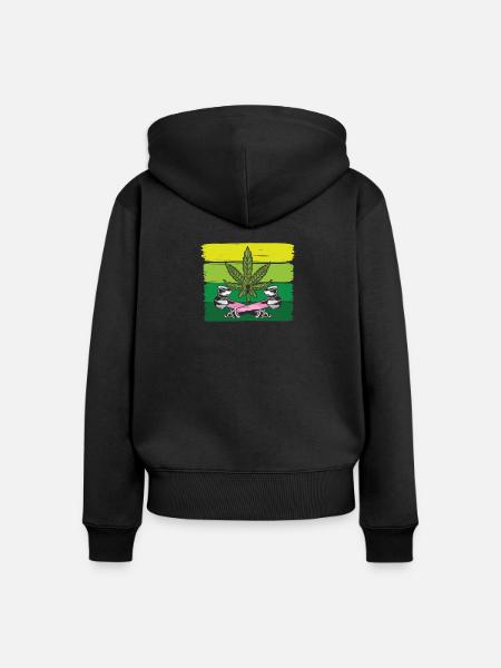Cannabis - Frauen Premium Bio Zip Hoodie - Schwarz