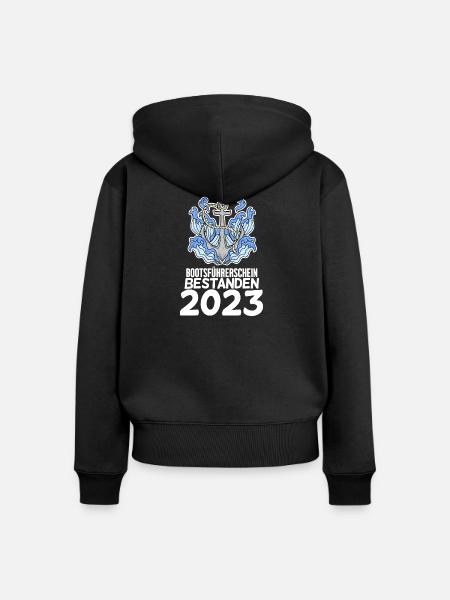 Bootsführerschein 2023 Motorboot Geschenk - Frauen Premium Bio Zip Hoodie - Schwarz