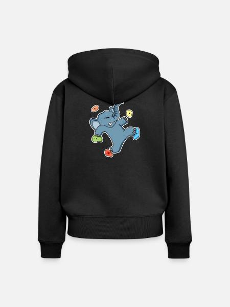 Climbing Elefant Motiv - Frauen Premium Bio Zip Hoodie - Schwarz