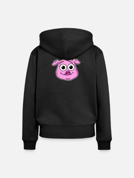 Schwein Kopf Tierkopf - Frauen Premium Bio Zip Hoodie - Schwarz