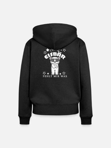 Eisbär Polarbär Bär - Frauen Premium Bio Zip Hoodie - Schwarz