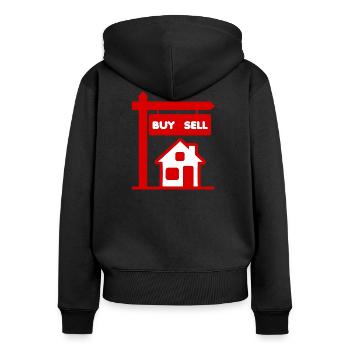 Courtier en logo rouge acheter et vendre - Sweat à capuche zippé Premium bio Femme - noir - Dos - Julia (174cm)