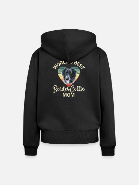 Hund Border Collie - Frauen Premium Bio Zip Hoodie - Schwarz