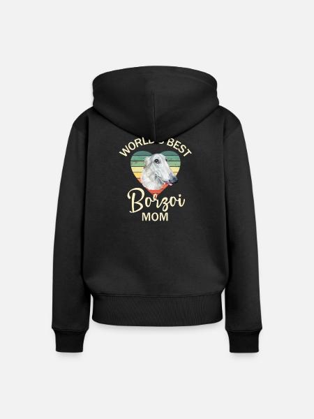 Hund Barsoi - Frauen Premium Bio Zip Hoodie - Schwarz