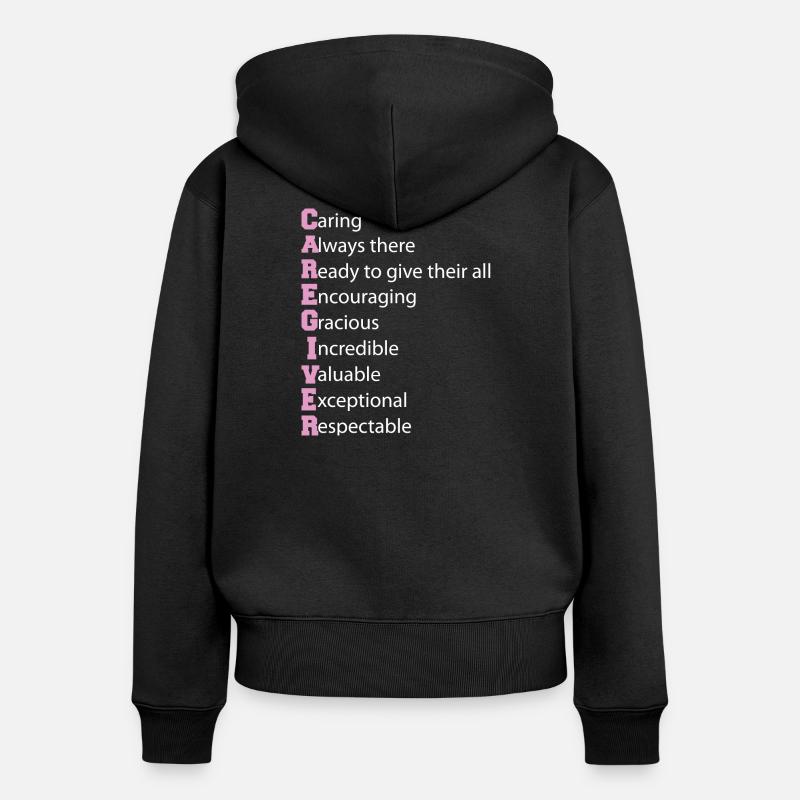 Définition de l’aidant Aidant âgé - Sweat à capuche zippé Premium bio Femme - noir