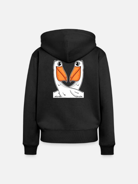 zwei Pelikane - Frauen Premium Bio Zip Hoodie - Schwarz